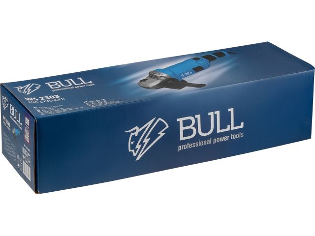 Двуручная углошлифмашина BULL WS 2303 в кор. 2200 Вт, 230 мм, 6600 об/мин, пылезащ., 4м кабель