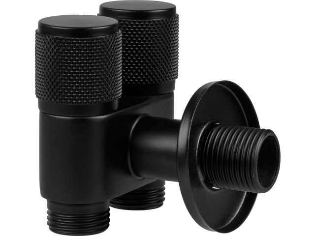Кран вентильный угловой 1/2" нар. Х 1/2" нар. Х 1/2" нар. установочный черный, AV Engineering