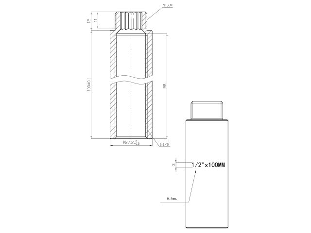 Удлинитель 1/2" вн.-нар. х 100 мм усиленный ХРОМ, AV Engineering (инд. упак.)