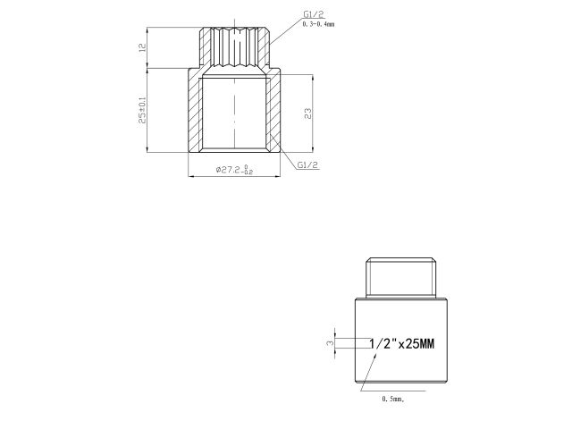 Удлинитель 1/2" вн.-нар. х 25 мм усиленный ХРОМ, AV Engineering (инд. упак.)