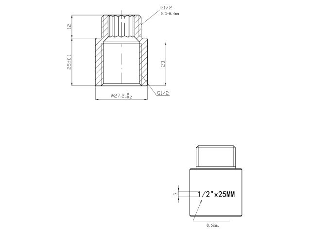 Удлинитель 1/2" вн.-нар. х 25 мм, AV Engineering (инд. упак.)
