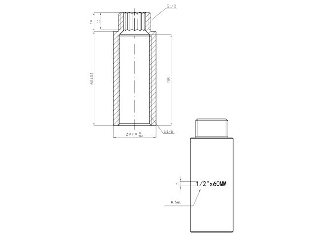 Удлинитель 1/2" вн.-нар. х 60 мм усиленный ХРОМ, AV Engineering (инд. упак.)