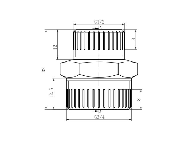 Ниппель ред. 3/4" нар. х 1/2" нар. ХРОМ, AV Engineering (инд. упак.)