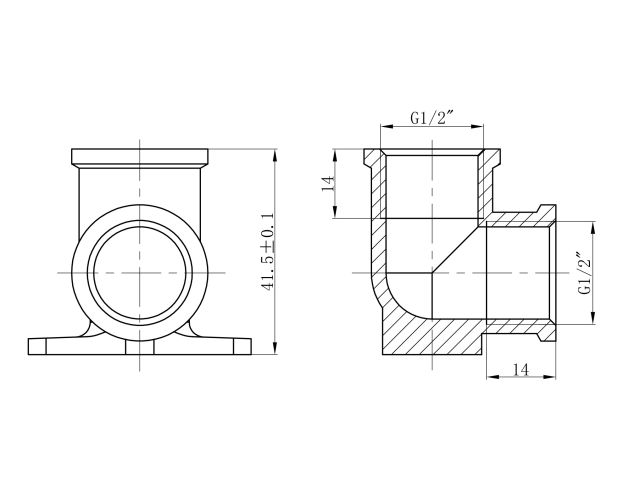 Колено 1/2" вн.-вн. с креплением, AV Engineering (инд. упак.)