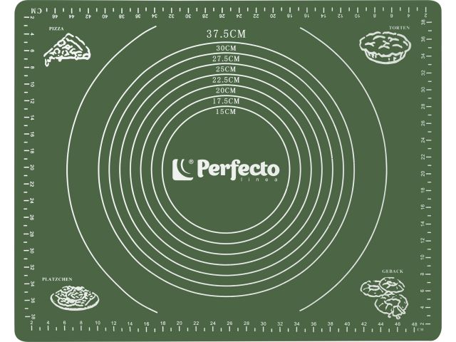 Коврик для теста с мерными делениями, силиконовый, 50х40 см, NATURAL GREEN, PERFECTO LINEA
