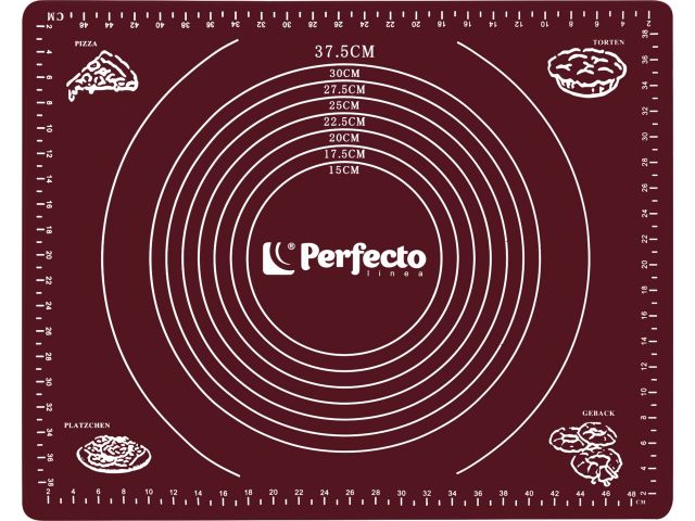 Коврик для теста с мерными делениями, силиконовый, 50х40 см, BURGUNDY, PERFECTO LINEA