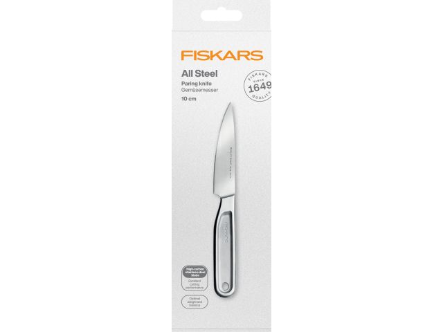 Нож для чистки овощей 10см цельнометаллический All Steel Fiskars