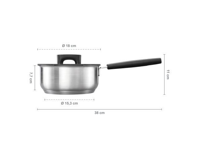 Кастрюля стальная с крышкой 1,8л/18см Hard Face FISKARS