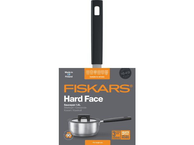 Кастрюля стальная с крышкой 1,8л/18см Hard Face FISKARS