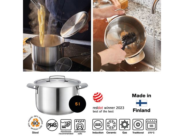 Кастрюля 5л All Steel Fiskars