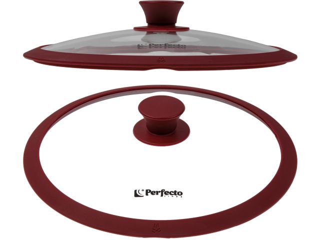 Крышка стеклянная, 240 мм, с силиконовым ободом, круглая, BURGUNDY, PERFECTO LINEA