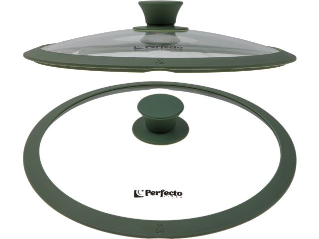 Крышка стеклянная, 240 мм, с силиконовым ободом, круглая, NATURAL GREEN, PERFECTO LINEA