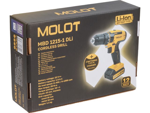 Аккум. дрель-шуруповерт MOLOT MBD 1215-1 DLi в кор.
