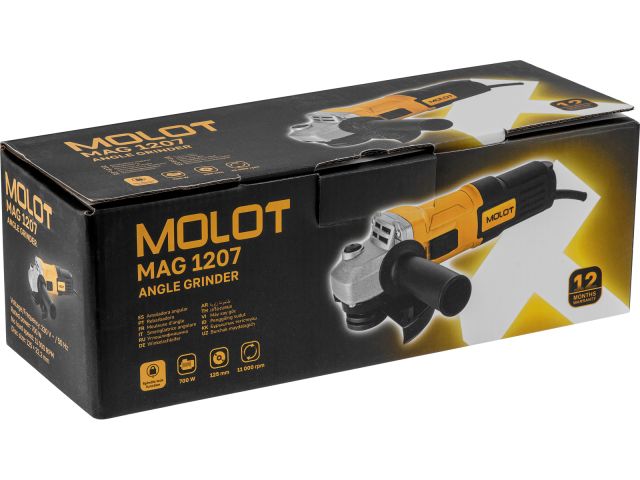 Одноручная углошлифмашина MOLOT MAG 1207 в кор.