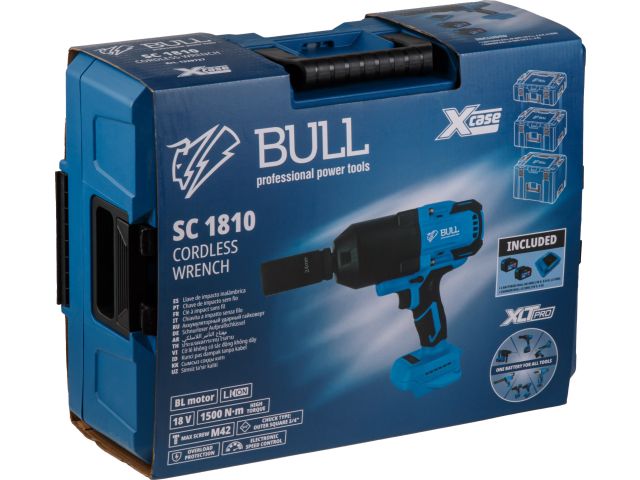 Аккум. ударный гайковерт BULL SC 1810 Xcase, XLTpro, БЕСЩЕТ., 18 В, 1500 Н*м, 3/4", 1х6 А*ч, з/у 6 А