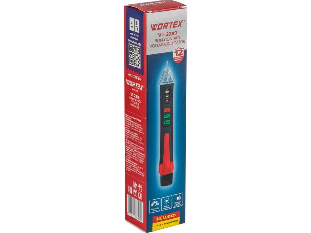 Бесконтактный индикатор напряжения WORTEX VT 2209 12-1000 В, 50/60 Гц