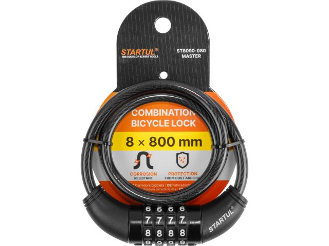 Замок велосипедный кодовый 8х800мм STARTUL MASTER (ST8090-080)