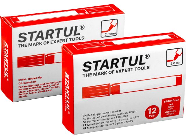 Маркер промышл. перманентный фетровый красный STARTUL PROFI (ST4340-03)