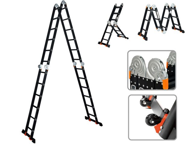 Лестница алюм. многофункц.4х6 ступ.(стрем.-332см,лестн.-690см) 17,0кг BLACK LINE STARTUL (ST9930-06)