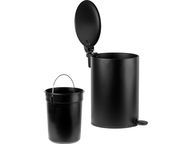 Ведро для мусора с педалью, 12 л, черное, серия Black Onyx, сталь, PERFECTO LINEA