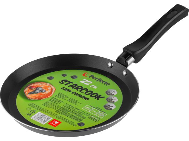 Сковорода блинная ф 22х2.0 см, штамп., алюм., антиприг. покр., серия STARCOOK, PERFECTO LINEA