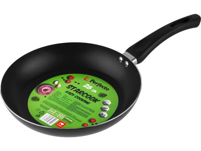 Сковорода ф 26х4.5 см, штамп., алюм., антиприг. покр., серия STARCOOK, черная, PERFECTO LINEA