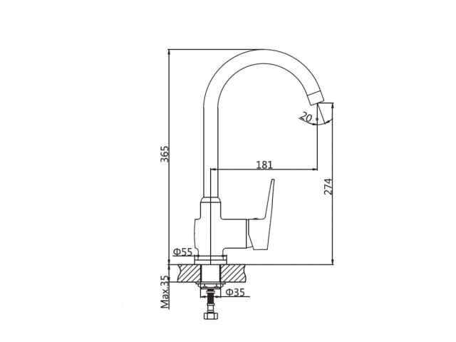 Смеситель для кухни (Lt) D40, серия CID AV Engineering