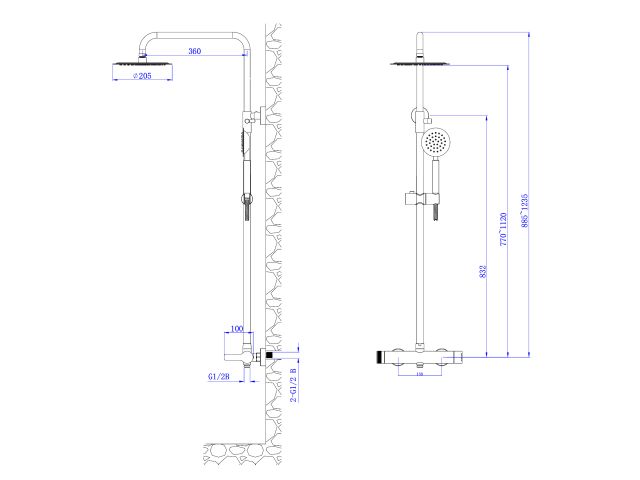 Душевая система (SUS 304) D35, серия BON AV Engineering