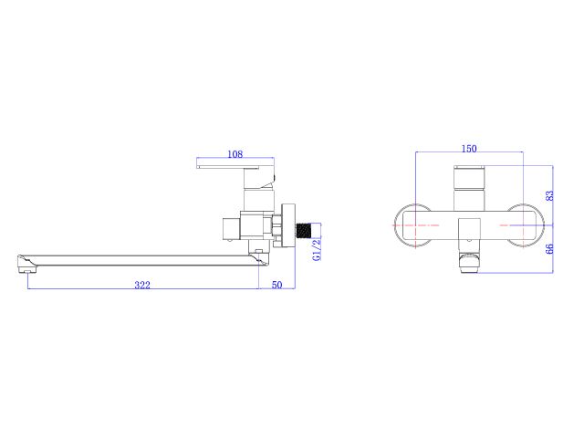 Смеситель для ванны (SUS 304) D35, серия LES AV Engineering