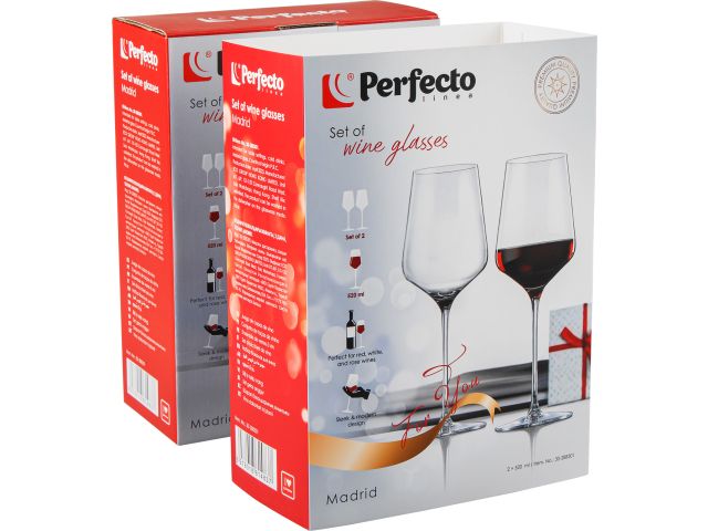 Набор бокалов для вина, 2 шт., 520 мл, серия Madrid, PERFECTO LINEA