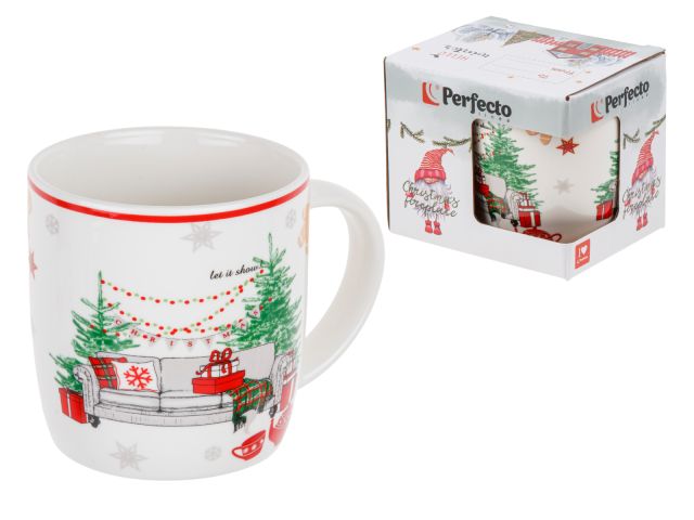 Кружка керамическая, в кор., 360 мл., WINTER TIME-4, PERFECTO LINEA