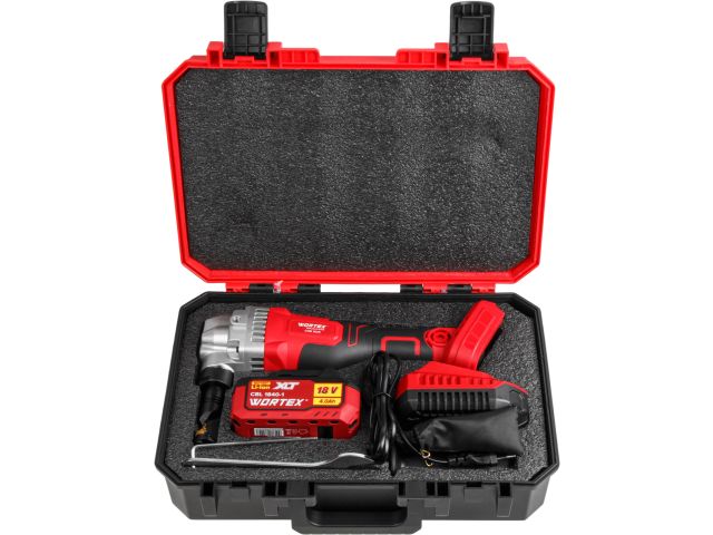 Аккум. ножницы высечные WORTEX CNB 1825 XLT SET БЕСЩЕТ., 18 В, 800-2300 ход/мин, до 2,5 мм, 1х4 А*ч