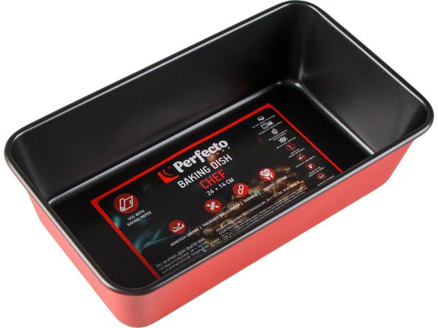 Форма для выпечки, прямоугольная, 24х14 см, антипригарное покрытие, CHEF, PERFECTO LINEA