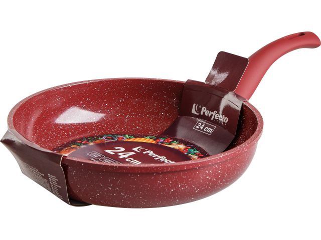 Сковорода ф 24х5.5 см, алюм., антиприг. покр., серия Cook&Fun, бургундия, PERFECTO LINEA