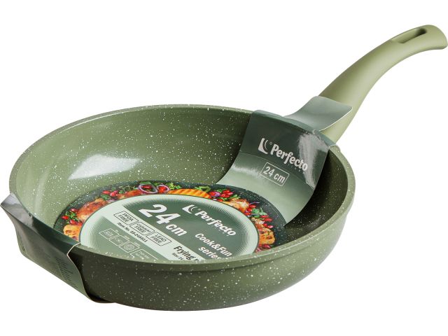 Сковорода ф 24х5.5 см, алюм., антиприг. покр., серия Cook&Fun, природный зелёный, PERFECTO LINEA