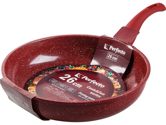 Сковорода ф 26х5.8 см, алюм., антиприг. покр., серия Cook&Fun, бургундия, PERFECTO LINEA