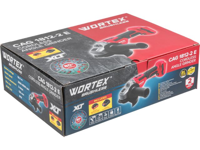 Аккум. углошлифмашина WORTEX CAG 1812-2 E в кор. XLT SET БЕСЩЕТ., 18 В, 125 мм, 3000-8500 об/мин