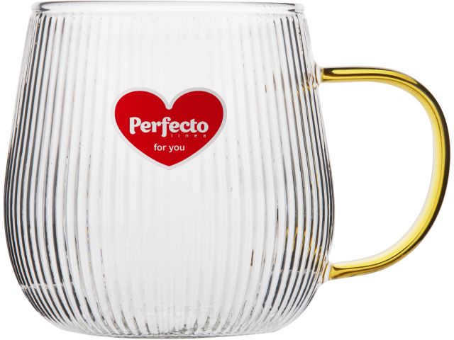Кружка стеклянная, 400 мл, серия ARIA GOLDEN, PERFECTO LINEA