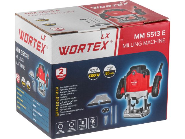 Фрезер вертикальный WORTEX LX MM 5513 E в кор. + аксессуары 1300 Вт, цанга 8 мм, 12000-28000 об/мин