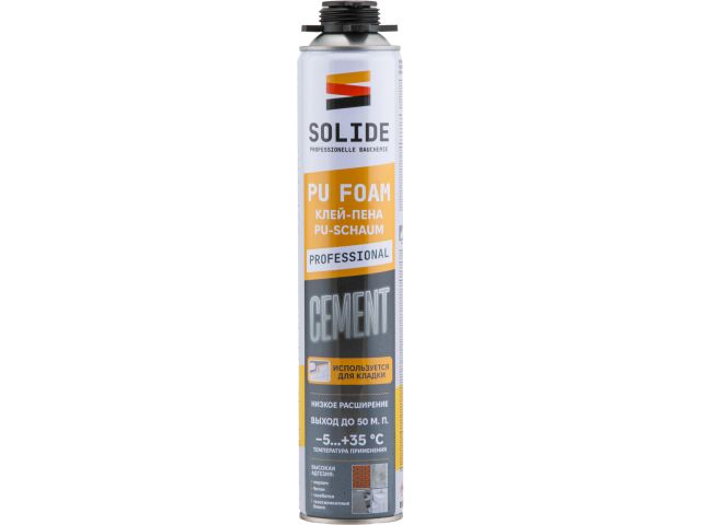 Клей-пена полиуретановая профессиональная SOLIDE Cement (850 мл)