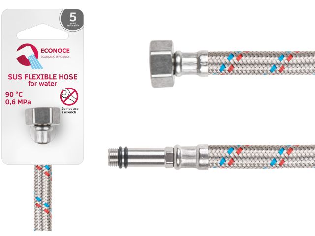 Подводка гибкая, SUS, иголка м10 длинная - гайка 1/2" 100 см ECONOCE