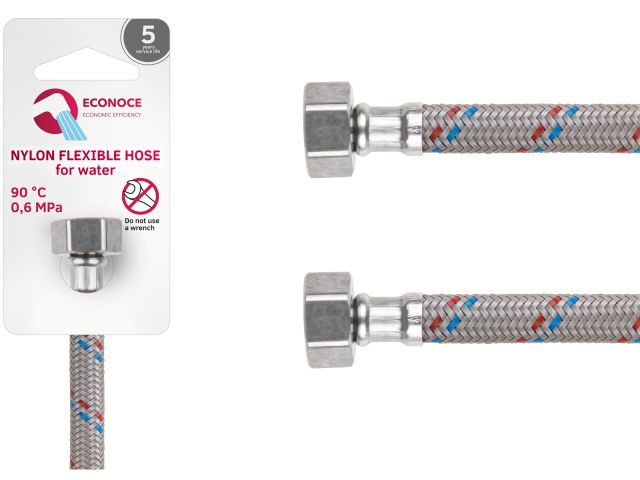 Подводка гибкая, Nylon, гайка 1/2" - гайка 1/2" 80 см ECONOCE