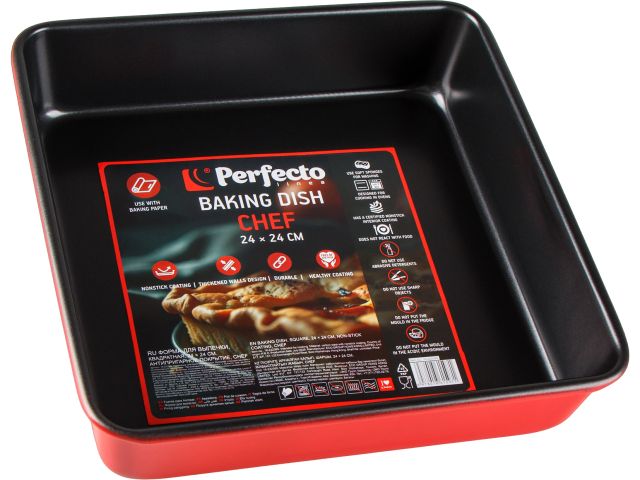 Форма для выпечки, квадратная, 24х24 см, антипригарное покрытие, CHEF, PERFECTO LINEA