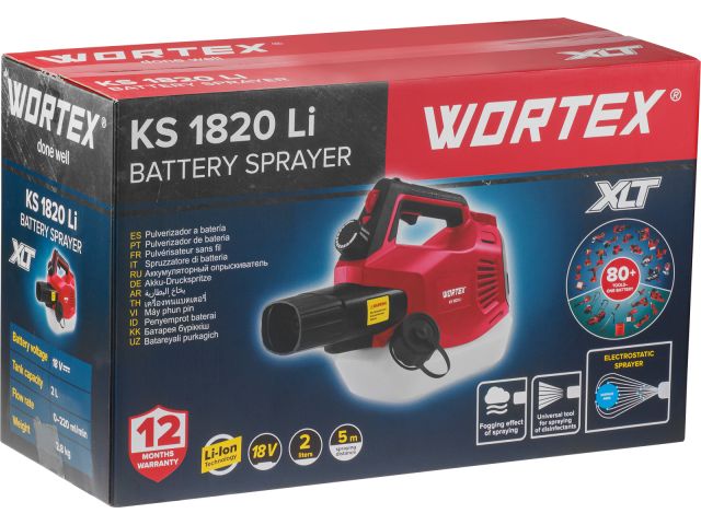Аккум. опрыскиватель WORTEX KS 1820 Li в кор. ALL1 XLT SET 18В, 4 Ач акб, 2 л, 200 мл/мин