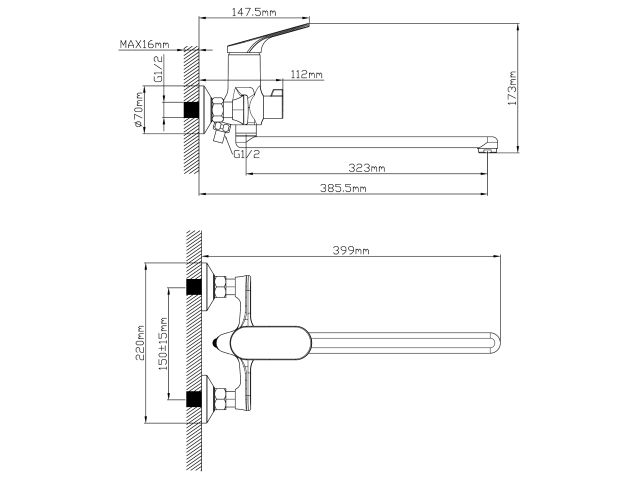 Смеситель для ванны D35, серия 760 ECONOCE
