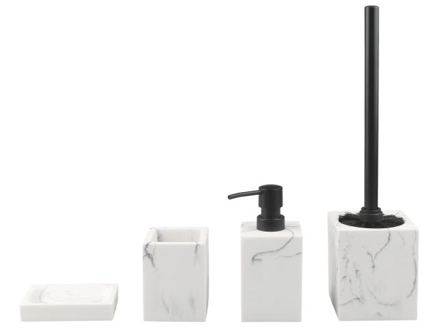 Набор аксессуаров для ванной комнаты, 4 предмета, MARBLE, белый, PERFECTO LINEA