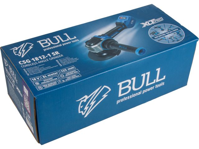 Аккум. углошлифмашина BULL CSG 1812-1 SR в кор. XLTpro SOLO БЕСЩЕТ, 125 мм, рег. об., 10 000 об/мин