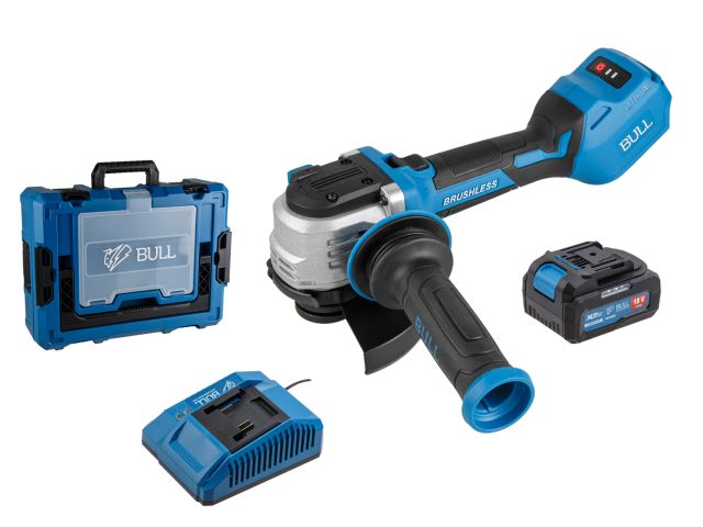 Аккум. углошлифмашина BULL CSG 1812-1 SR Xcase XLTpro 1x4 Ач БЕСЩЕТ, 125 мм, рег. об., 10 000 об/мин