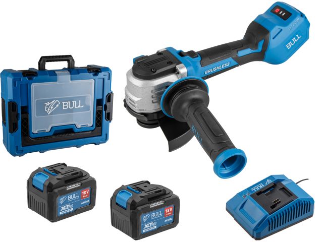Аккум. углошлифмашина BULL CSG 1812-1 SR Xcase XLTpro 2x6 Ач БЕСЩЕТ, 125 мм, рег. об., 10 000 об/мин