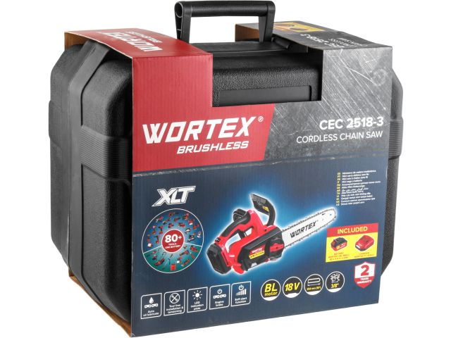 Аккум. пила цепная WORTEX CEC 2518-3 в чем. ALL1 XLT SET БЕСЩЕТ., 18 В, 25.4 см
